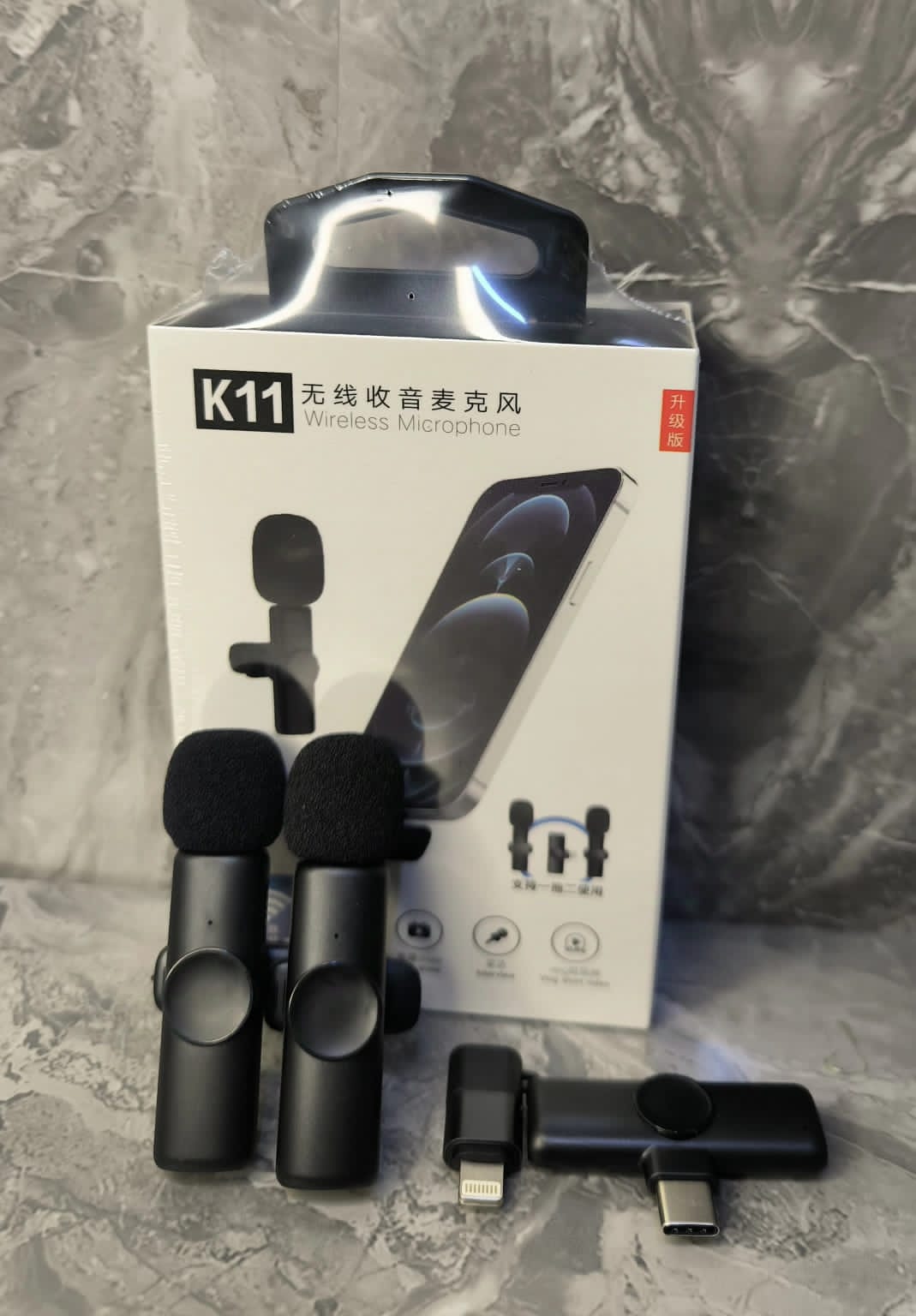 Micrófono Inalámbrico K11 - Solapero 2 en 1 con Adaptador Tipo C e iPhone