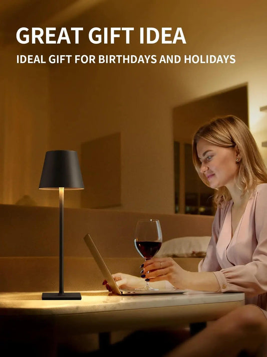 Lámpara LED de Mesa Portátil Táctil Recargable - Vintage, para Restaurante, Dormitorio, Bar y Cafetería