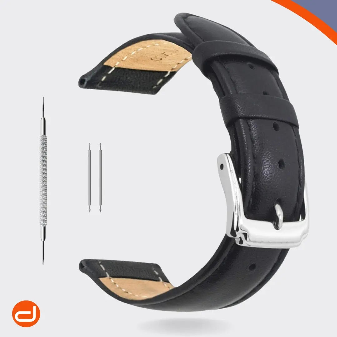 Correa de Cuero Genuino Berfine para Galaxy Watch6 44mm - Negro