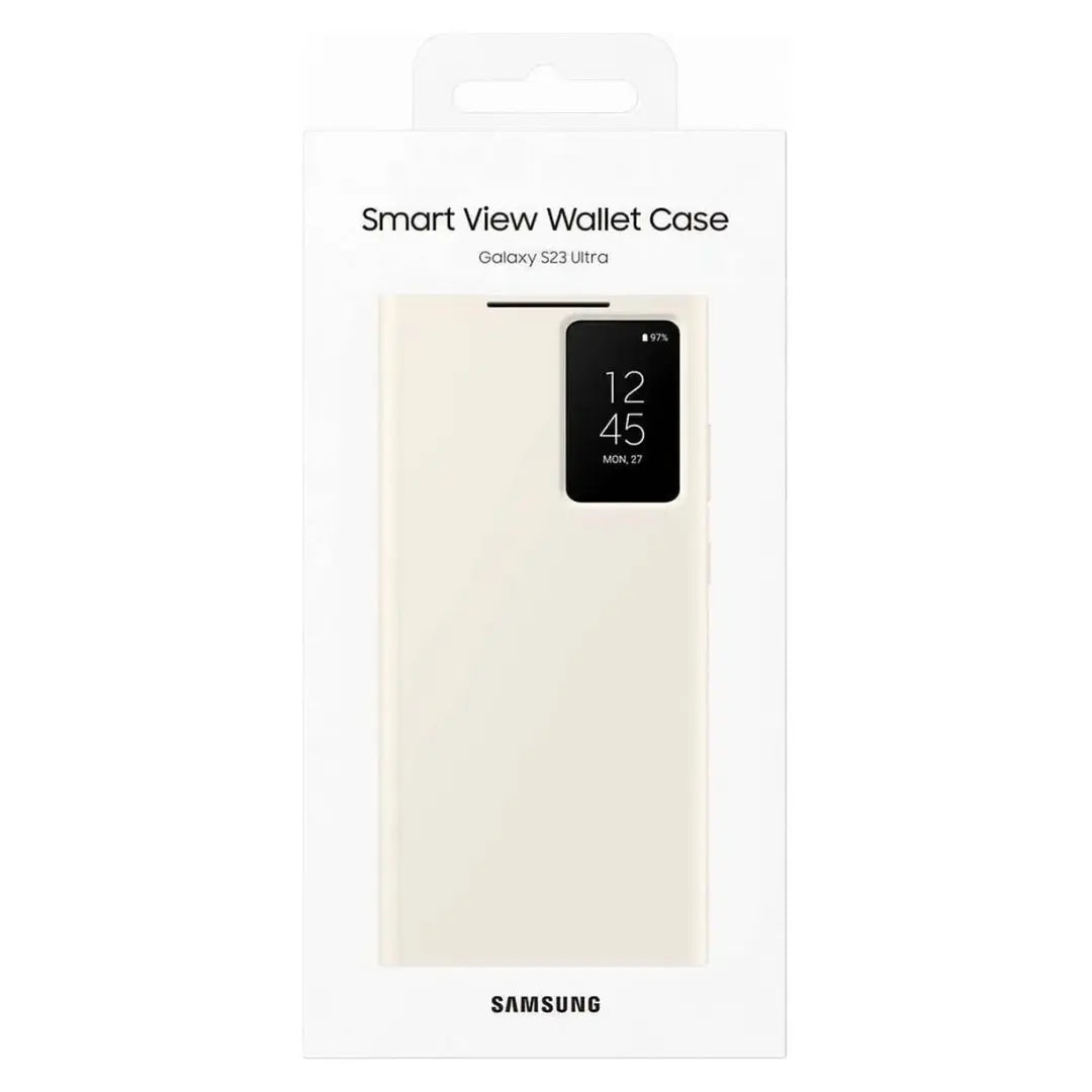 Case Flip Cover Samsung Smart View para Galaxy S23 Ultra Original Color Crema