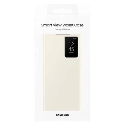 Case Flip Cover Samsung Smart View para Galaxy S23 Ultra Original Color Crema