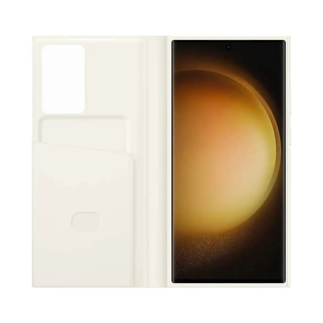 Case Flip Cover Samsung Smart View para Galaxy S23 Ultra Original Color Crema