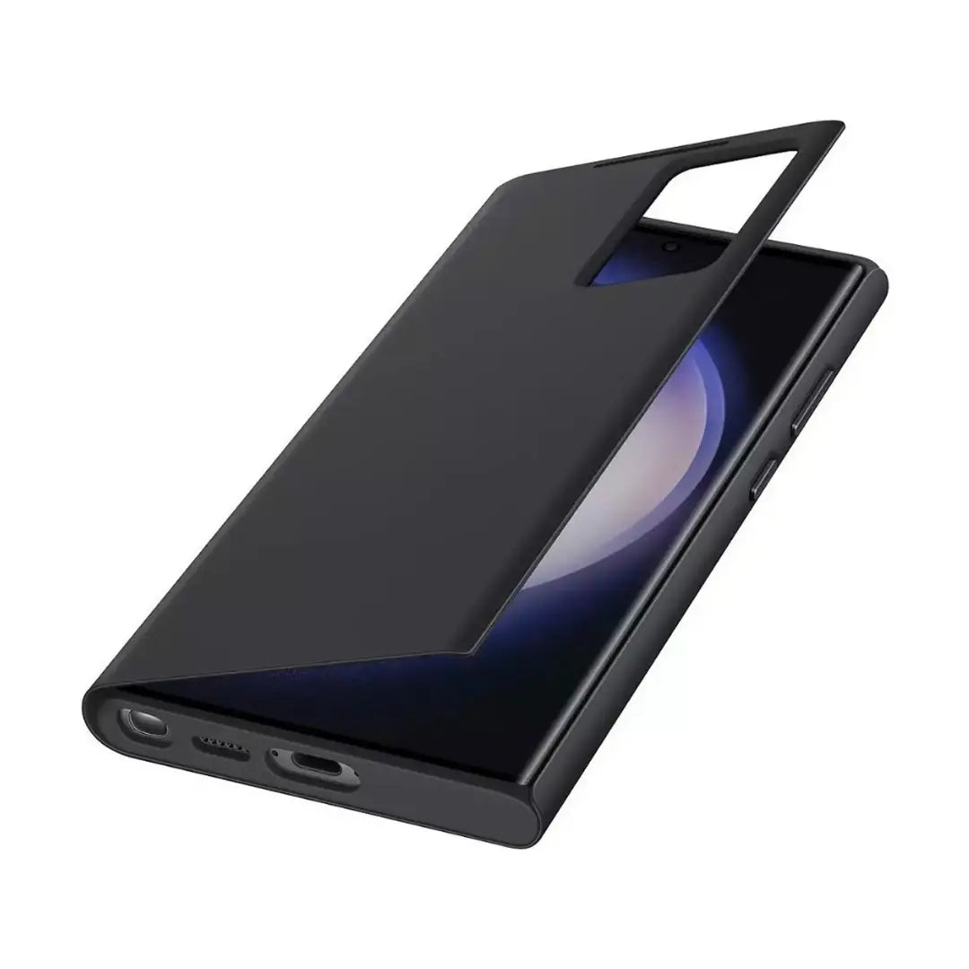 Case Flip Cover Samsung Smart View para Galaxy S23 Ultra Original en Negro.