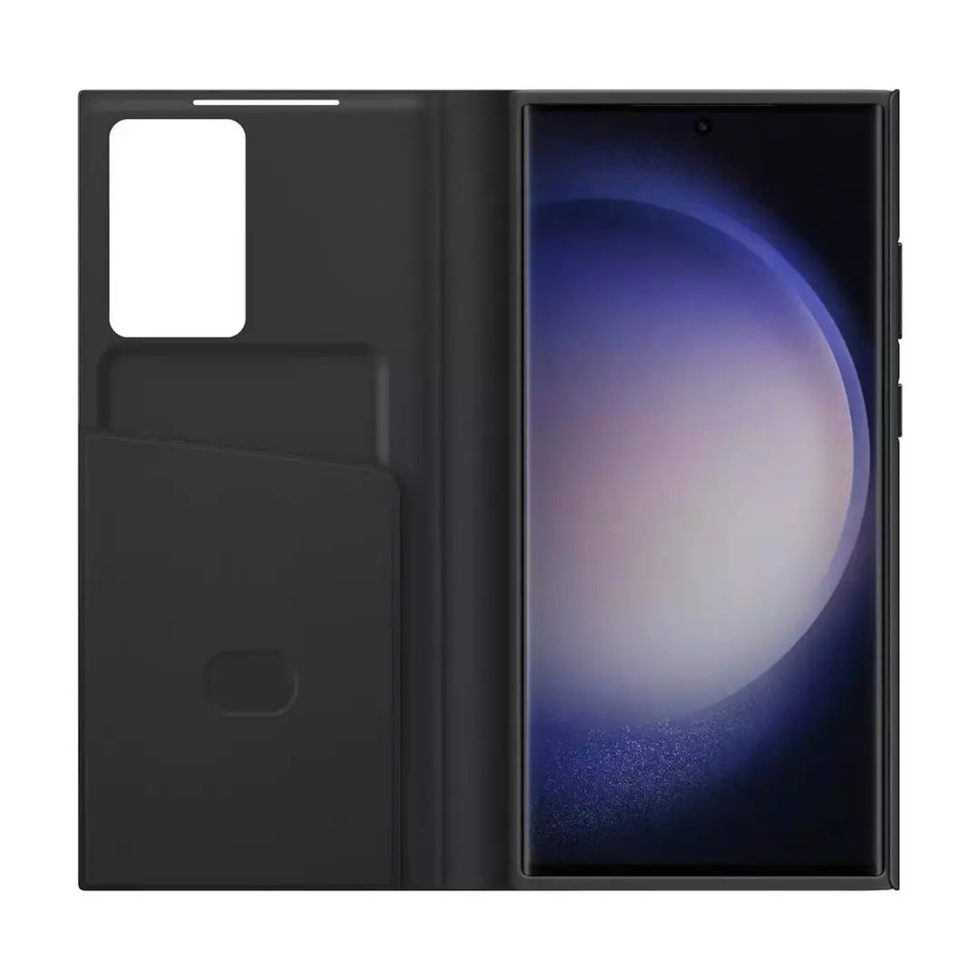 Case Flip Cover Samsung Smart View para Galaxy S23 Ultra Original en Negro.