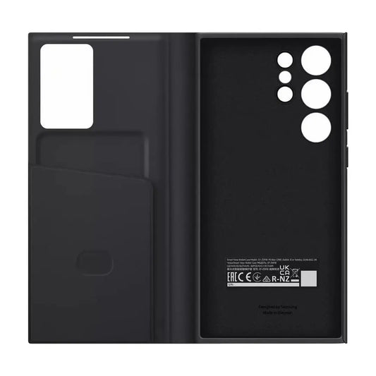 Case Flip Cover Samsung Smart View para Galaxy S23 Ultra Original en Negro.