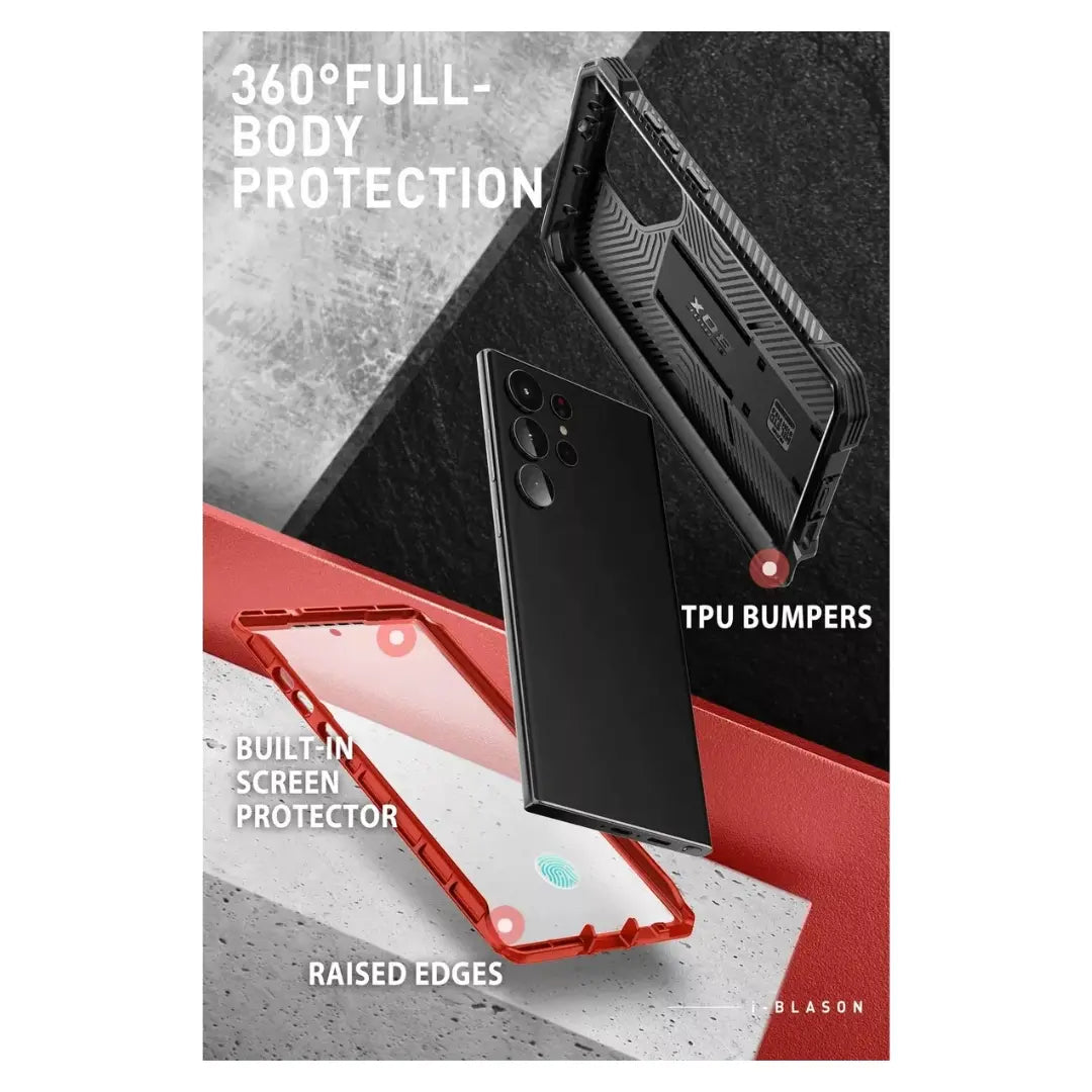 Case I-blason Para Galaxy S23 Ultra Protector 360° Rojo