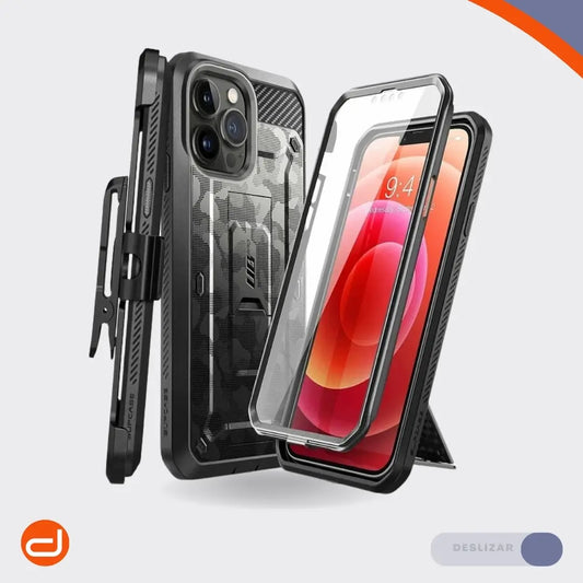 Case Supcase Para iPhone 13 Pro Max  Protector 360° Funda Camo Gris