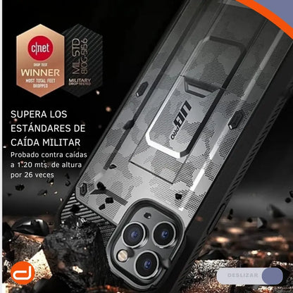 Case Supcase Para iPhone 13 Pro Max  Protector 360° Funda Camo Gris