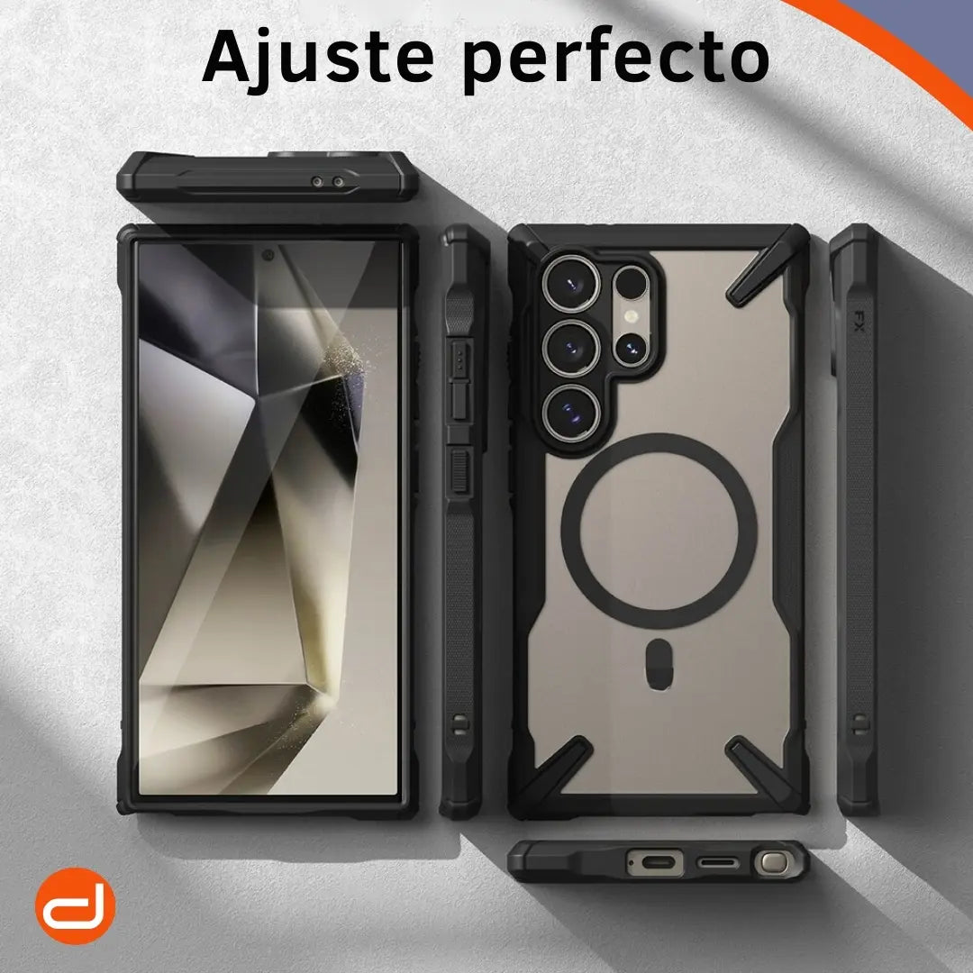 Case Ringke Fusion X Magsafe para Galaxy S24 Ultra Negro Semi-Transparente Mate