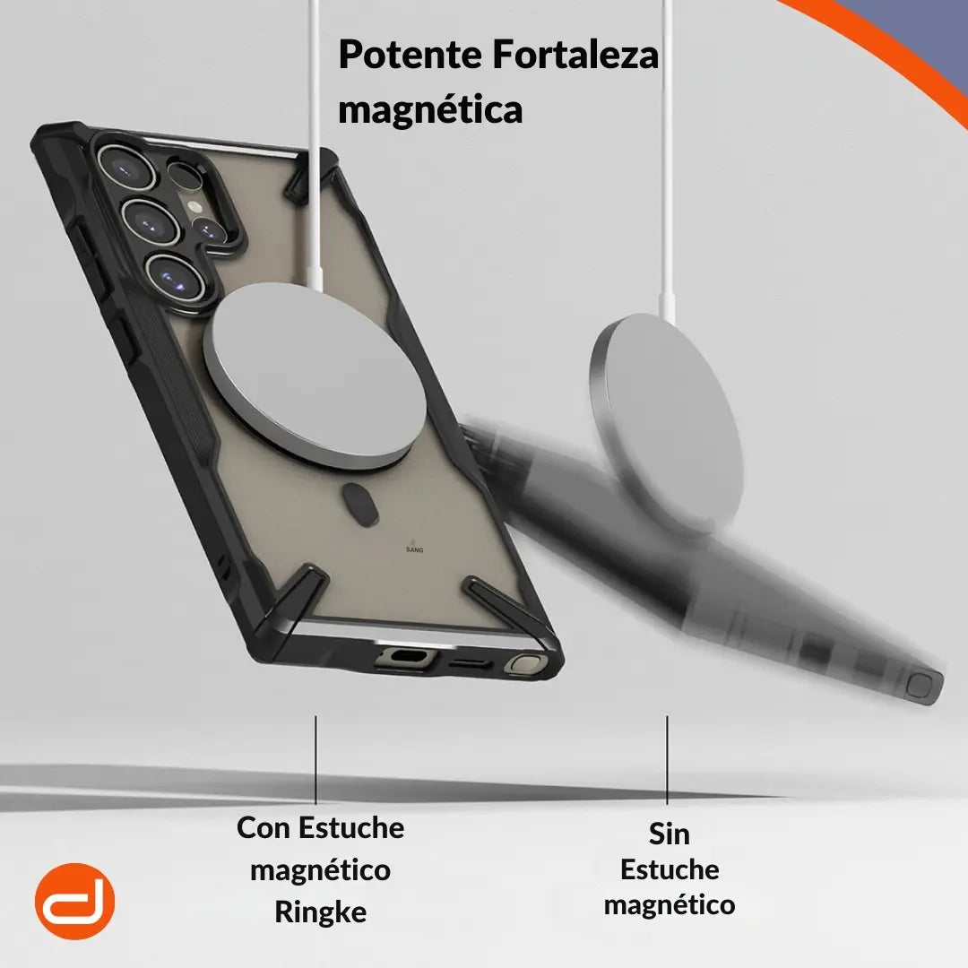 Case Ringke Fusion X Magsafe para Galaxy S24 Ultra Negro Semi-Transparente Mate