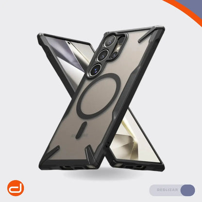 Case Ringke Fusion X Magsafe para Galaxy S24 Ultra Negro Semi-Transparente Mate