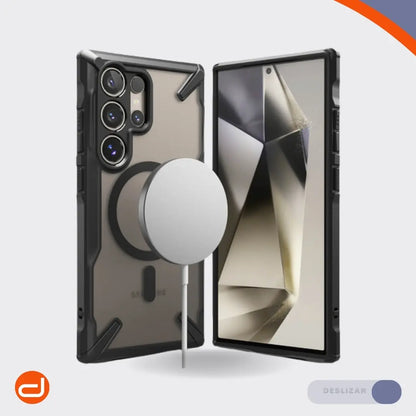 Case Ringke Fusion X Magsafe para Galaxy S24 Ultra Negro Semi-Transparente Mate