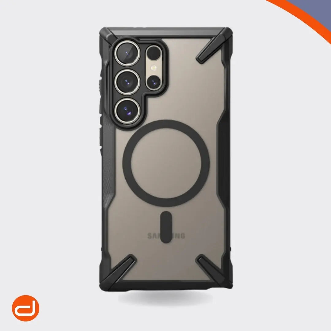 Case Ringke Fusion X Magsafe para Galaxy S24 Ultra Negro Semi-Transparente Mate