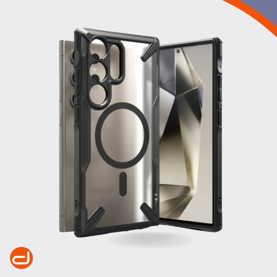 Case Ringke Fusion X Magsafe para Galaxy S24 Ultra Negro Semi-Transparente Mate