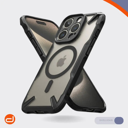 Case Ringke Fusion X Magsafe para Para iPhone 15 Pro Max  Negro Semi-Transparente Mate