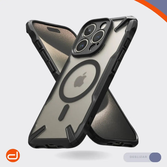 Case Ringke Fusion X Magsafe para Para iPhone 15 Pro Max  Negro Semi-Transparente Mate