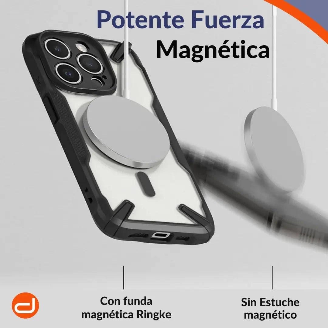 Case Ringke Fusion X Magsafe para Para iPhone 15 Pro Max  Negro Semi-Transparente Mate
