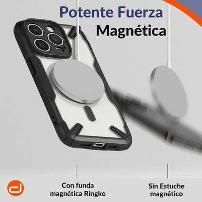 Case Ringke Fusion X Magsafe para Para iPhone 15 Pro Max  Negro Semi-Transparente Mate