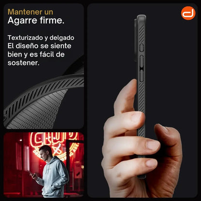 Case Spigen Liquid Air Negro Mate para iPhone 15 Pro Max 6.7 - Funda Estuche Militarizado