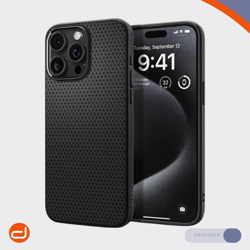 Case Spigen Liquid Air Negro Mate para iPhone 15 Pro Max 6.7 - Funda Estuche Militarizado