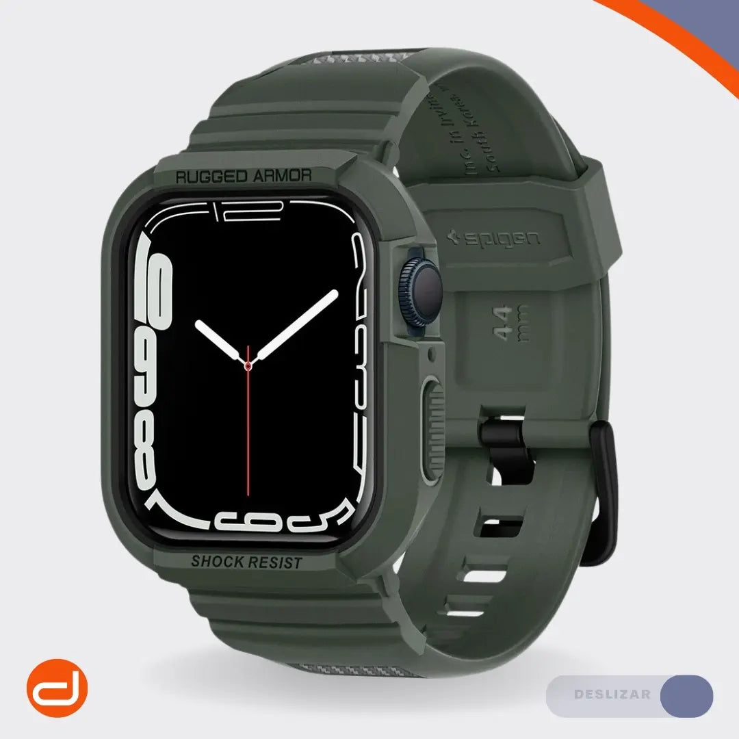 Case y Correa Spigen Rugged Armor Pro para Apple Watch 4 5 6 SE 1/2 44mm - Verde