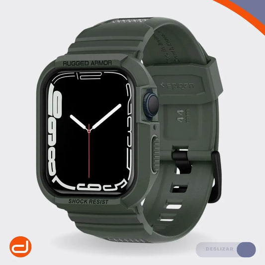 Case y Correa Spigen Rugged Armor Pro para Apple Watch 4 5 6 SE 1/2 44mm - Verde