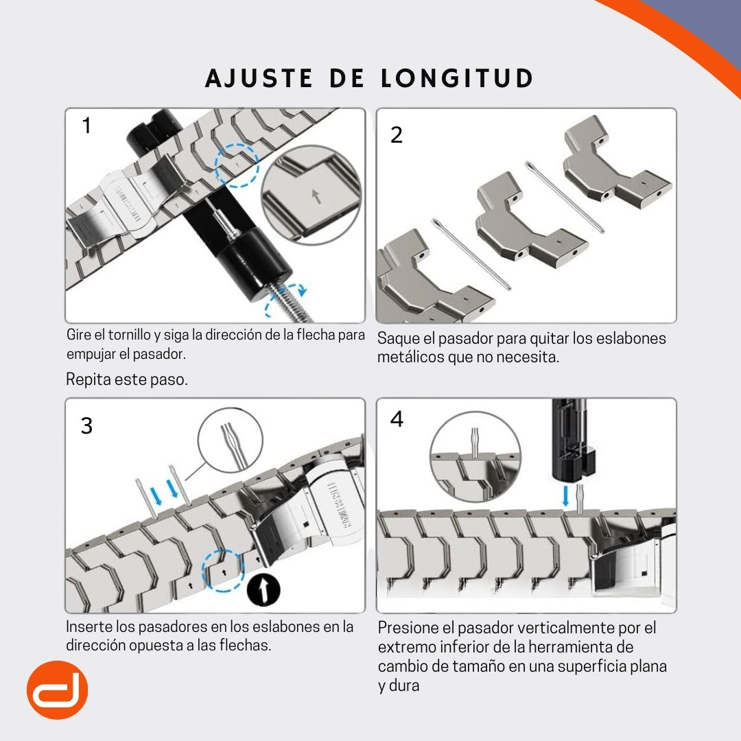 Correa De Acero Inoxidable para Apple Watch SE 1|2 44mm -