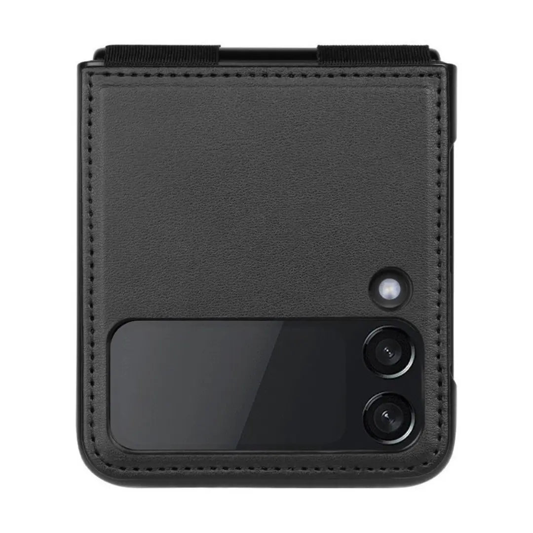Funda de Cuero Vegano Nillkin Qin con Parante para Galaxy Z Flip 4 (2022) - Color Negro