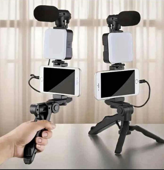 Kit de Grabación Profesional con Micrófono, Luz LED y Trípode - Ideal para Creadores de Contenido
