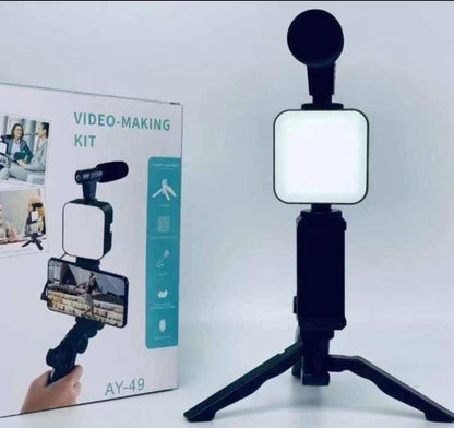 Kit de Grabación Profesional con Micrófono, Luz LED y Trípode - Ideal para Creadores de Contenido