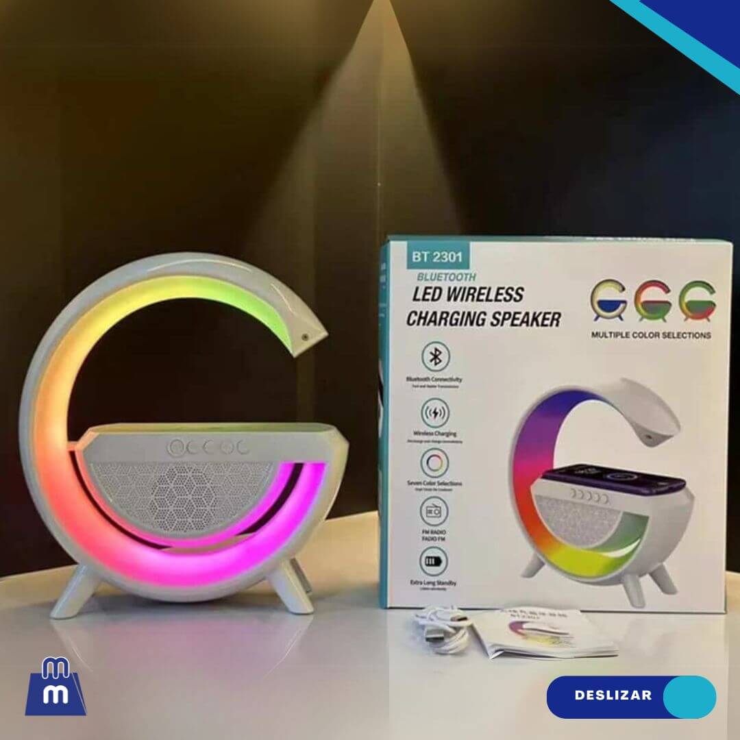 Lampara Smart PRO con Carga Inalámbrica, RGB, Altavoz, Radio FM