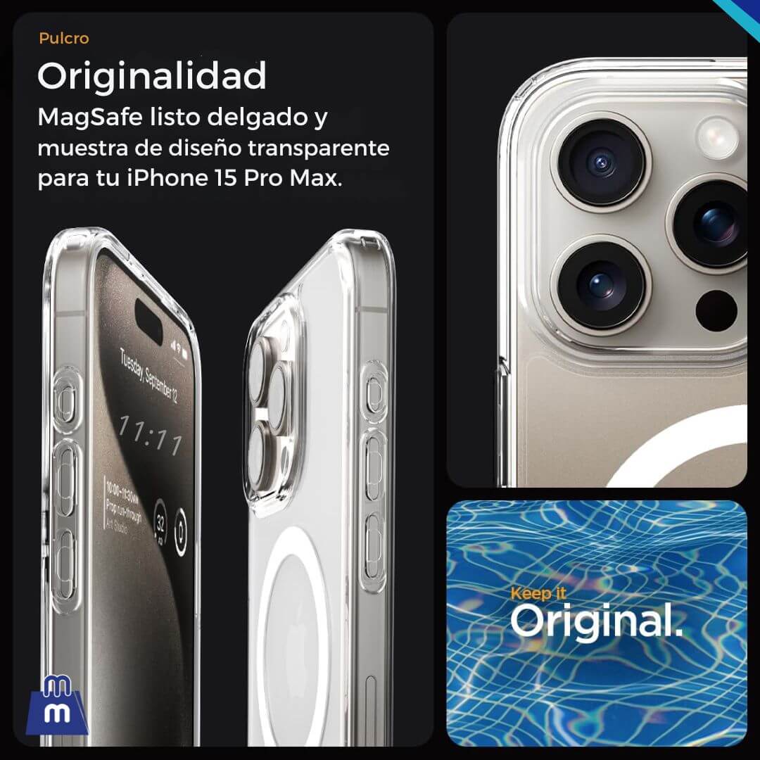 Case Spigen Ultra Hybrid (MagFit) para iPhone 15 Pro Max - Transparente