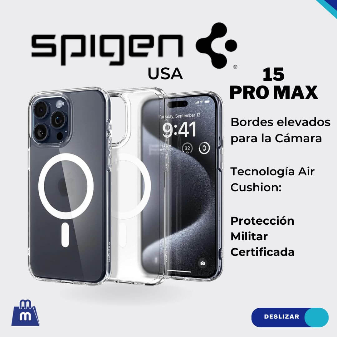 Case Spigen Ultra Hybrid (MagFit) para iPhone 15 Pro Max - Transparente