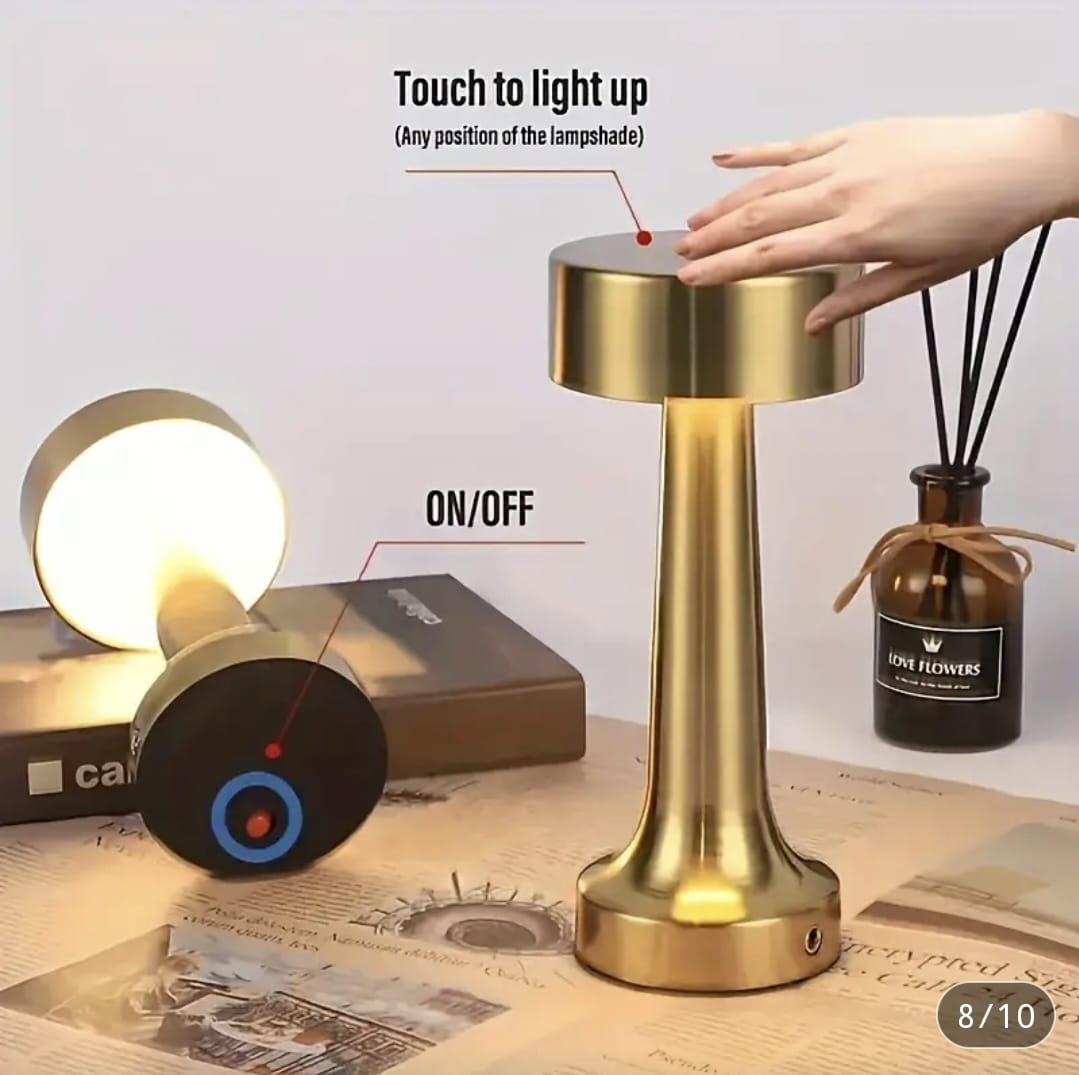 Lámpara LED Recargable Touch de Acero Inoxidable para Decoración - 3 Niveles de Luz