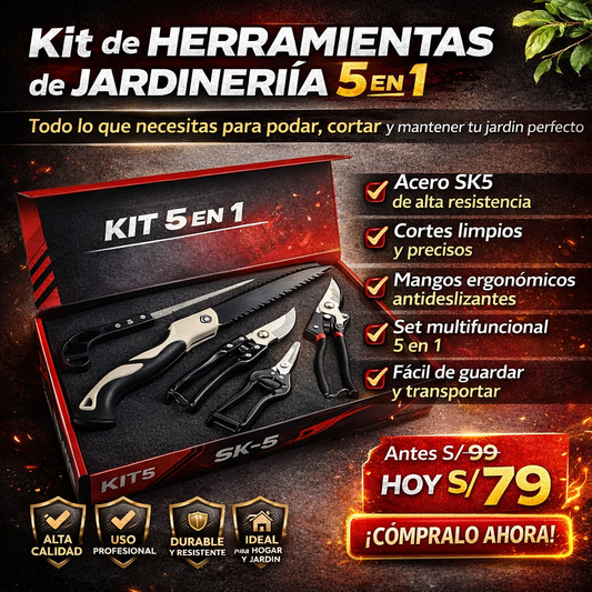Kit de Herramientas de Jardinería 5 en 1 en Acero